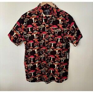 Super Massive Mushroom Short Sleeve Button Up Shirt Men's SMALL S